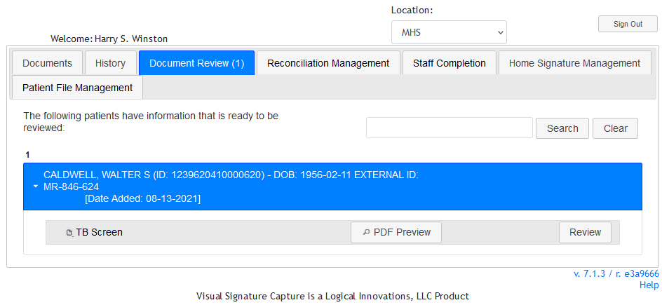 VSC Document Review Patient and Document Dates